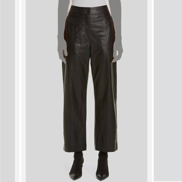Jason Wu Pants - Jason Wu Straight-Leg Lamb Leather Black Pants‎ Size 4